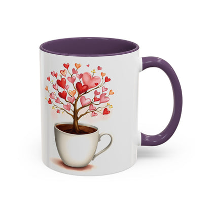 Heart Tree Ceramic Coffee Mug - Romantic Gift for Valentine’s Day & Love Celebrations in 8 Vibrant Colors