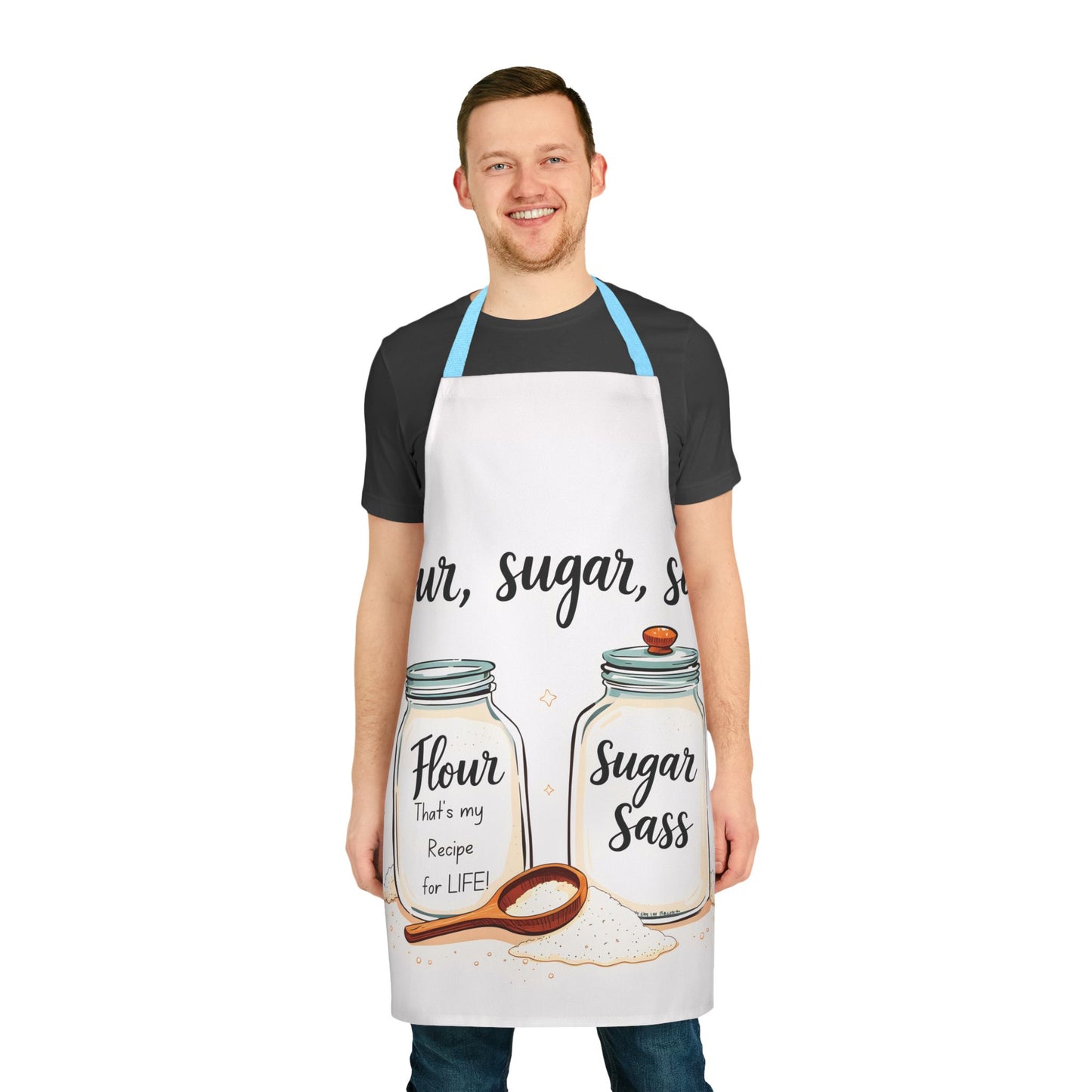 Flour, Sugar, Sass Premium Apron - Fun Cooking Apron with 5-Color Straps for Bakers and Chefs