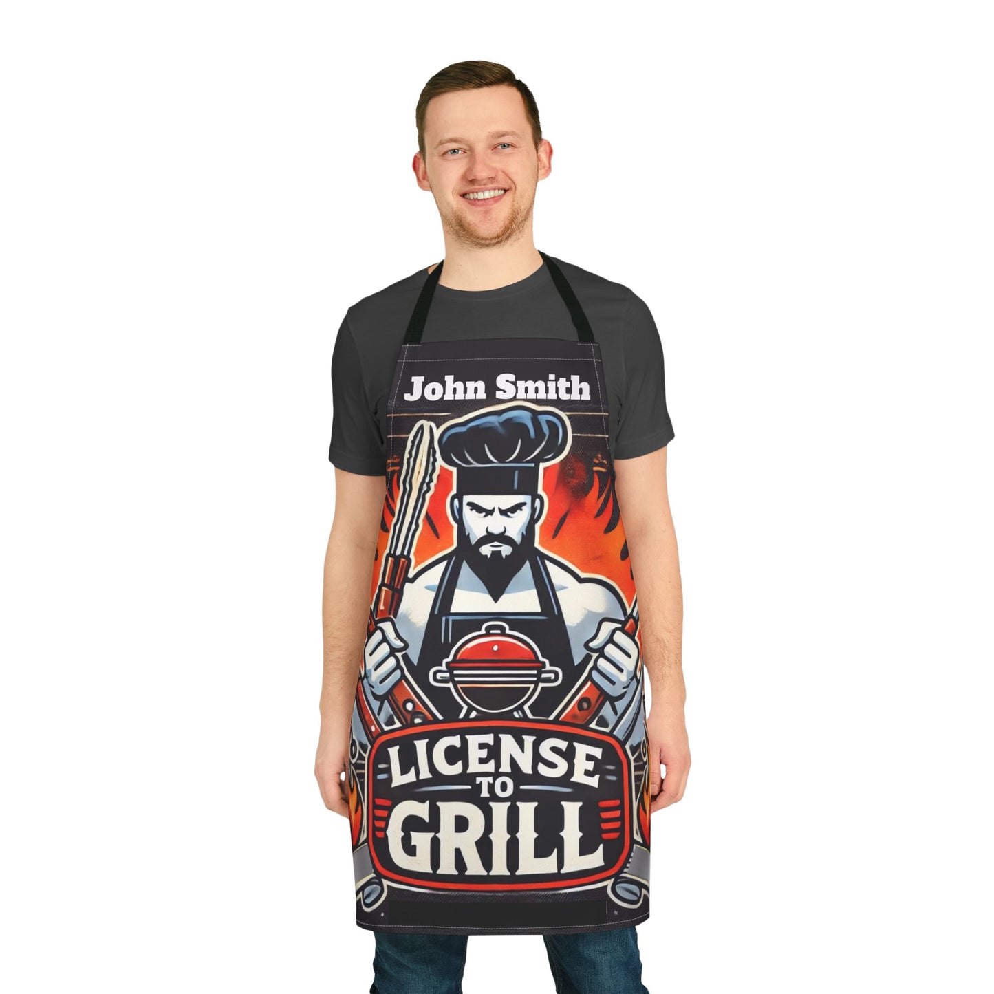Personalized Grilling Apron — "License to Grill" Customizable BBQ Apron with Name