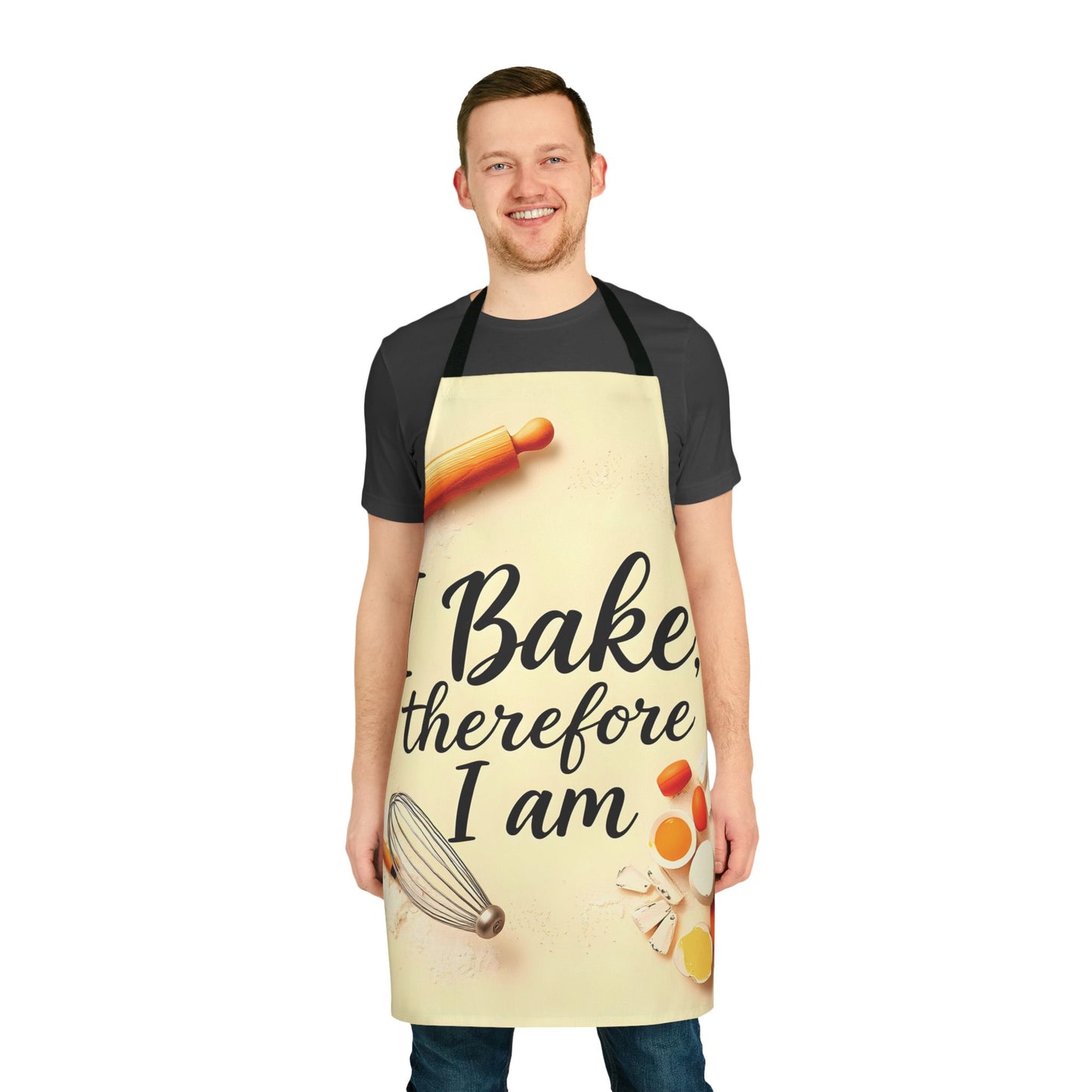 I Bake Therefore I Am Apron with 5-Color Straps - Perfect Gift for Baking Lovers