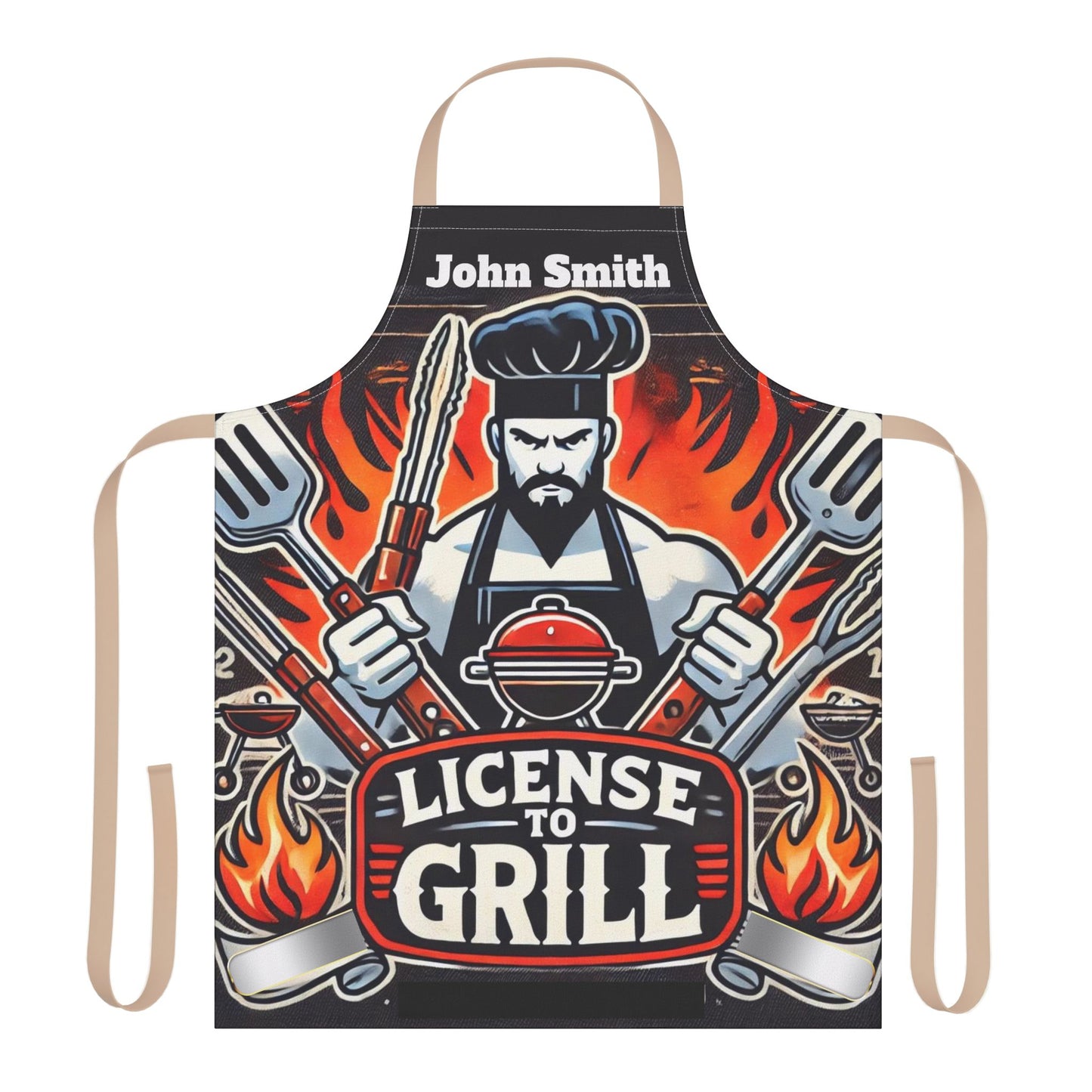 Personalized Grilling Apron — "License to Grill" Customizable BBQ Apron with Name