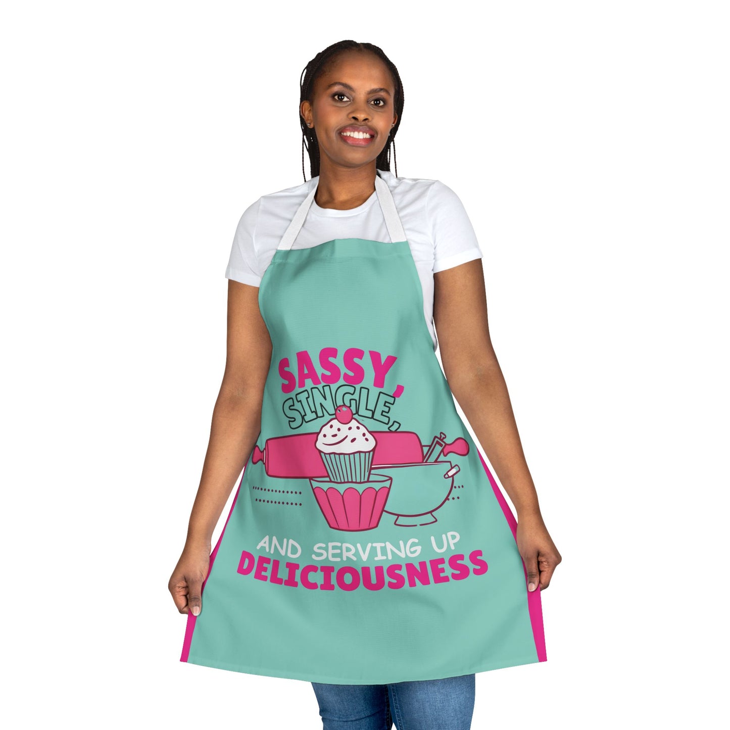 Sassy, Single, and Serving Deliciousness Apron - Colorful Kitchen Gift for Food Lovers