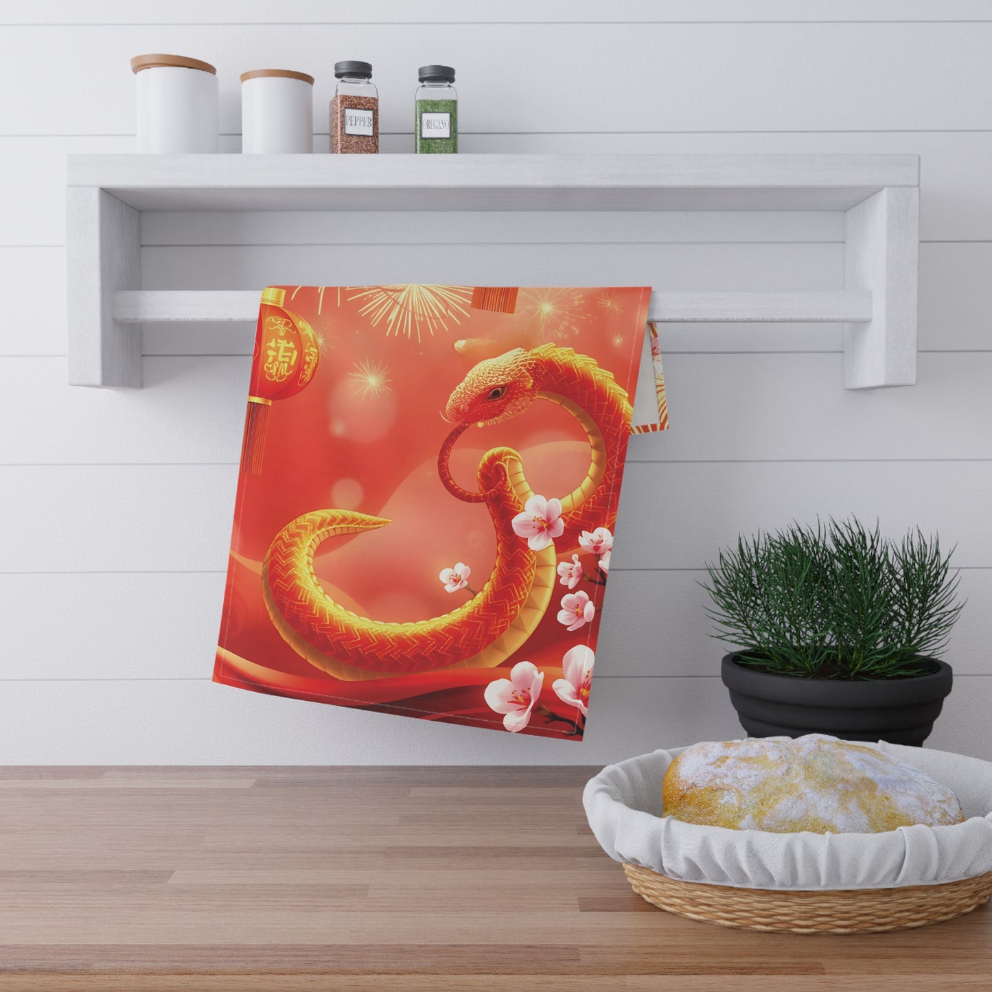 Celebrate the Chinese New Year with Elegance - Premium Tea Towel Snake Design