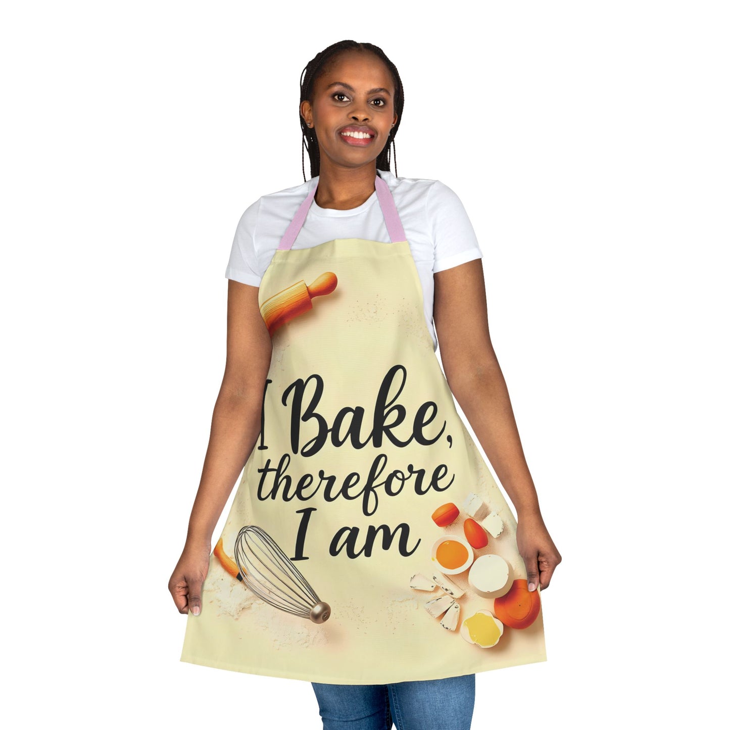 I Bake Therefore I Am Apron with 5-Color Straps - Perfect Gift for Baking Lovers