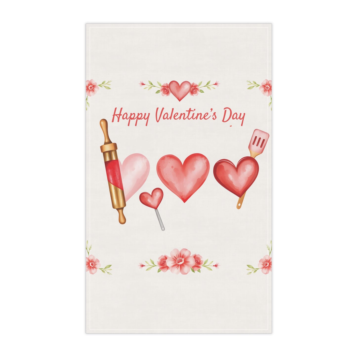 Happy Valentine's Day Heart Decor Tea Towel – Celebrate Love in the Kitchen