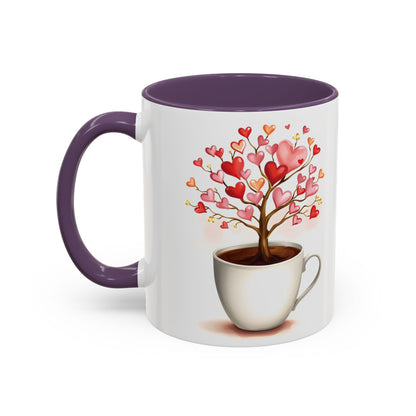 Heart Tree Ceramic Coffee Mug - Romantic Gift for Valentine’s Day & Love Celebrations in 8 Vibrant Colors