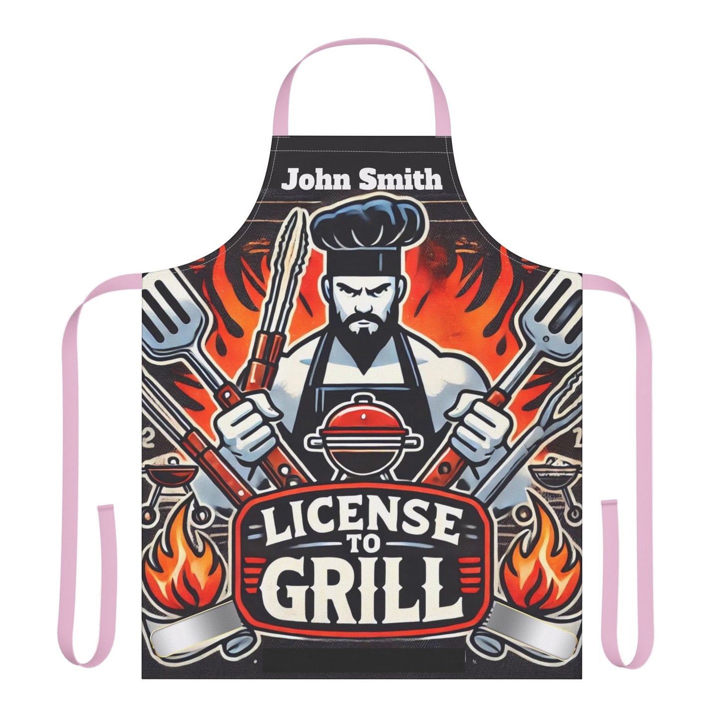 Personalized Grilling Apron — "License to Grill" Customizable BBQ Apron with Name