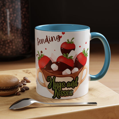 Sending Hugs and Kisses Coffee Mug - Cute Valentine’s Day Gift for Coffee Lovers - 8 Color Options