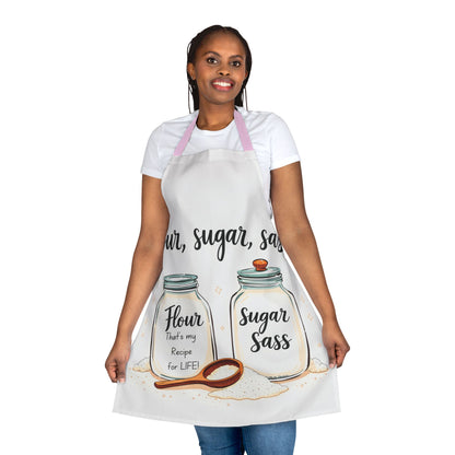 Flour, Sugar, Sass Premium Apron - Fun Cooking Apron with 5-Color Straps for Bakers and Chefs