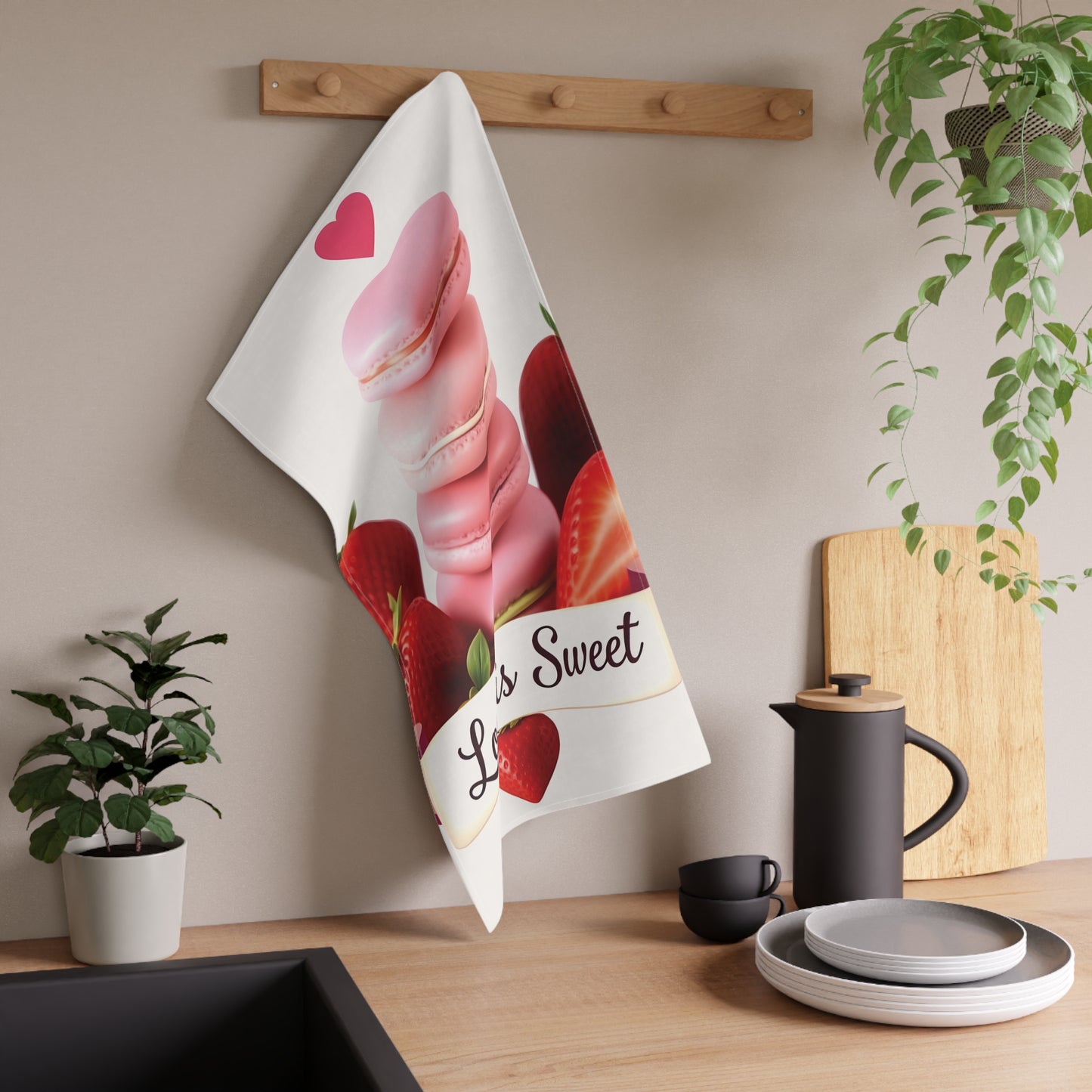 Love is Sweet Tea Towel - Cute Kitchen Decor for Baking Lovers - A Sweet Touch for Your Kitchen