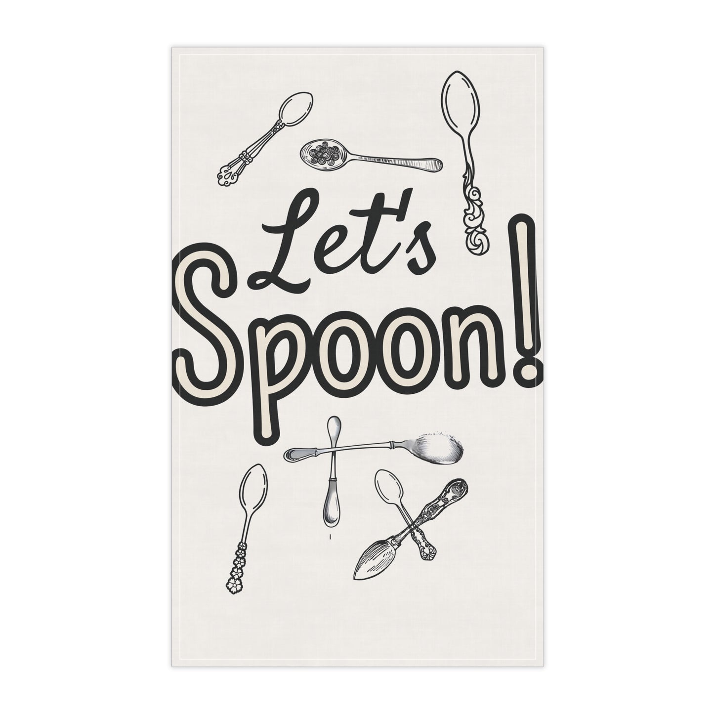 Let's Spoon! Tea Towels - Fun Kitchen Decor for Cooking Lovers | 18x30 | Cotton Twill or Polyester