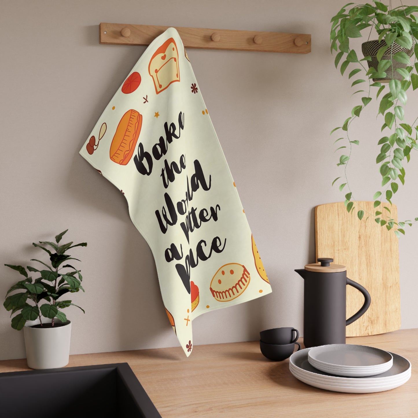 Bake the World a Better Place Tea Towel | 18x30 | Cotton Twill or Polyester | 625 DPI Premium Print