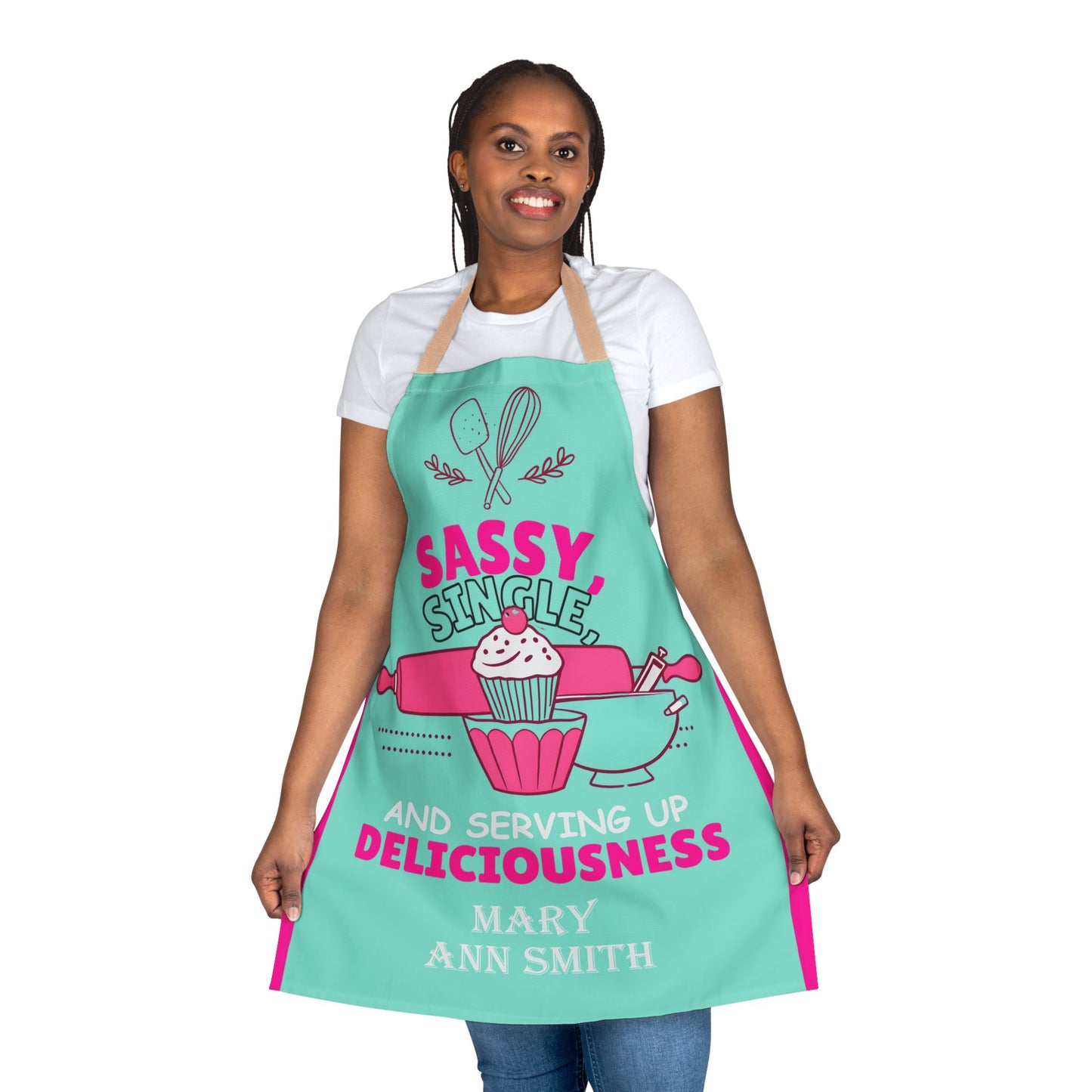 Personalized Sassy Single and Serving Up Deliciousness Apron