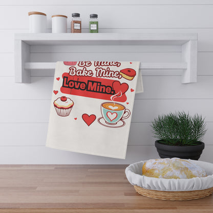 Be Mine, Bake Mine, Love Mine Tea Towel - Valentine's Day Love - Cute Cupcakes & Heart Design