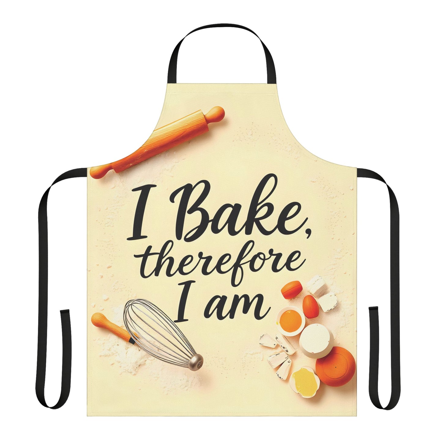 I Bake Therefore I Am Apron with 5-Color Straps - Perfect Gift for Baking Lovers