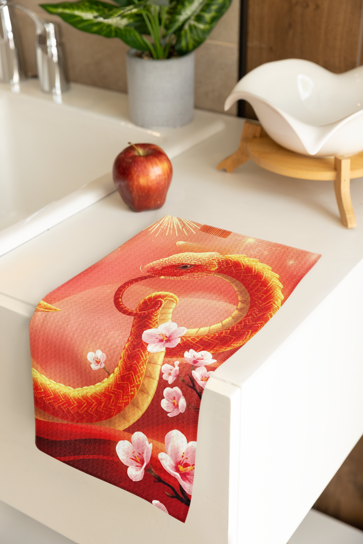 Celebrate the Chinese New Year with Elegance - Premium Tea Towel Snake Design