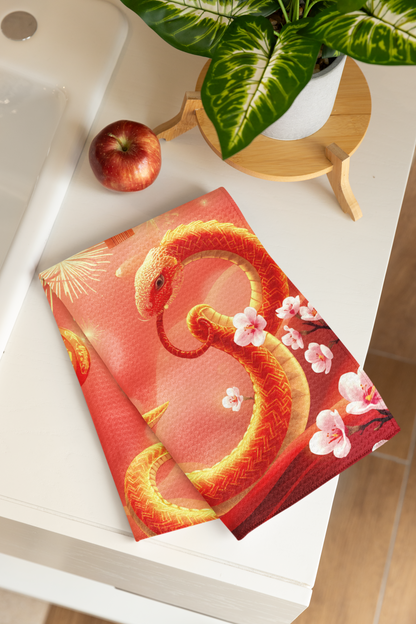 Celebrate the Chinese New Year with Elegance - Premium Tea Towel Snake Design