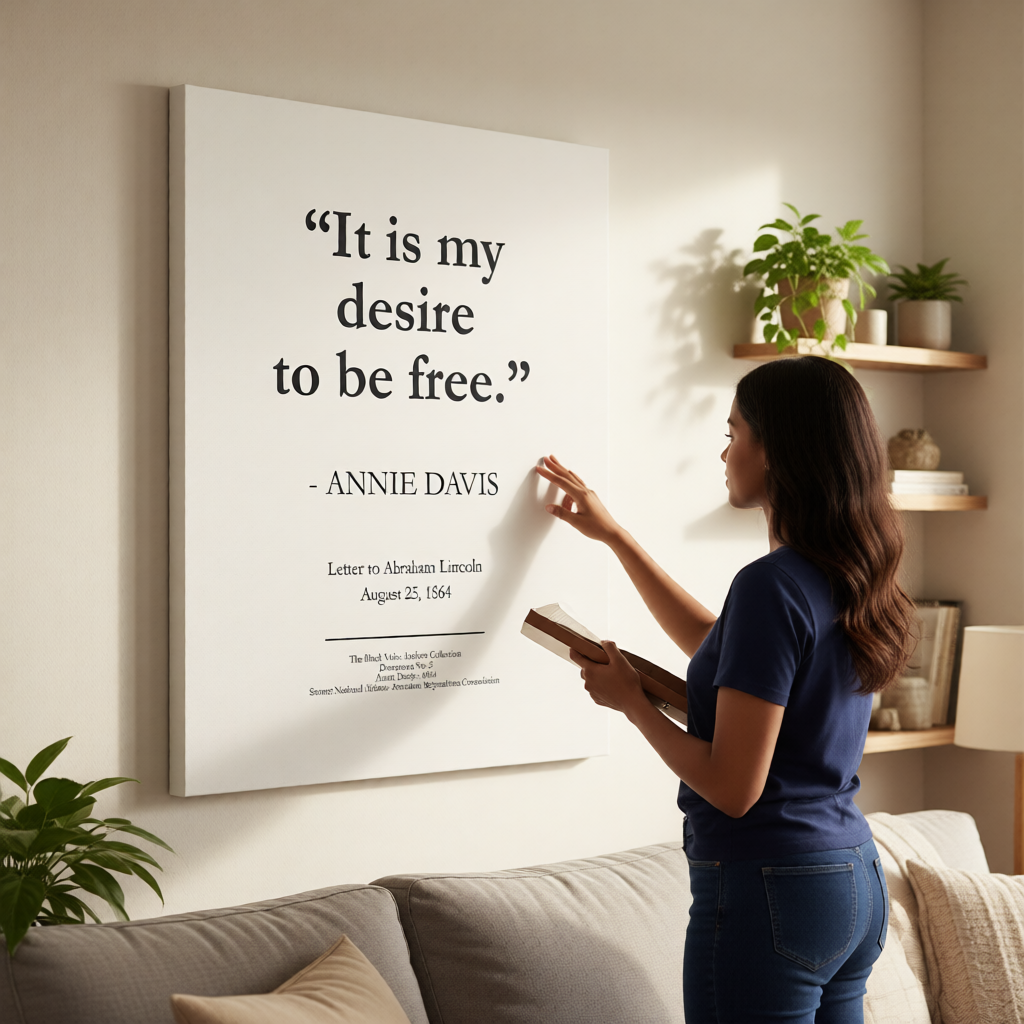 Annie Davis "It is my desire to be free" Matte Canvas Art – 16x20 Historical Quote Print