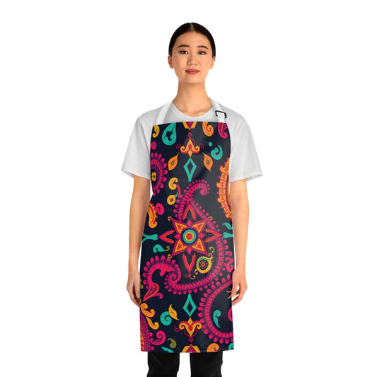 Colorful Paisley Kitchen Apron – Vibrant Boho Cooking & BBQ Accessory