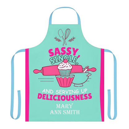 Personalized Sassy Single and Serving Up Deliciousness Apron