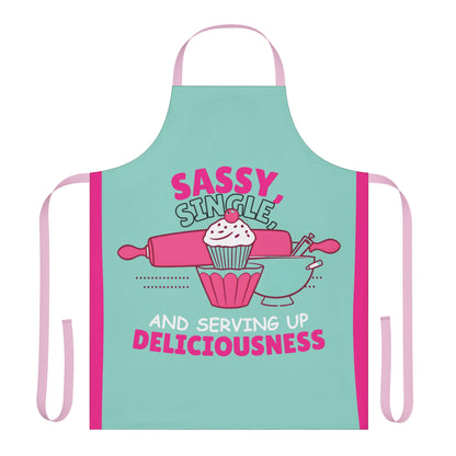 Sassy, Single, and Serving Deliciousness Apron - Colorful Kitchen Gift for Food Lovers