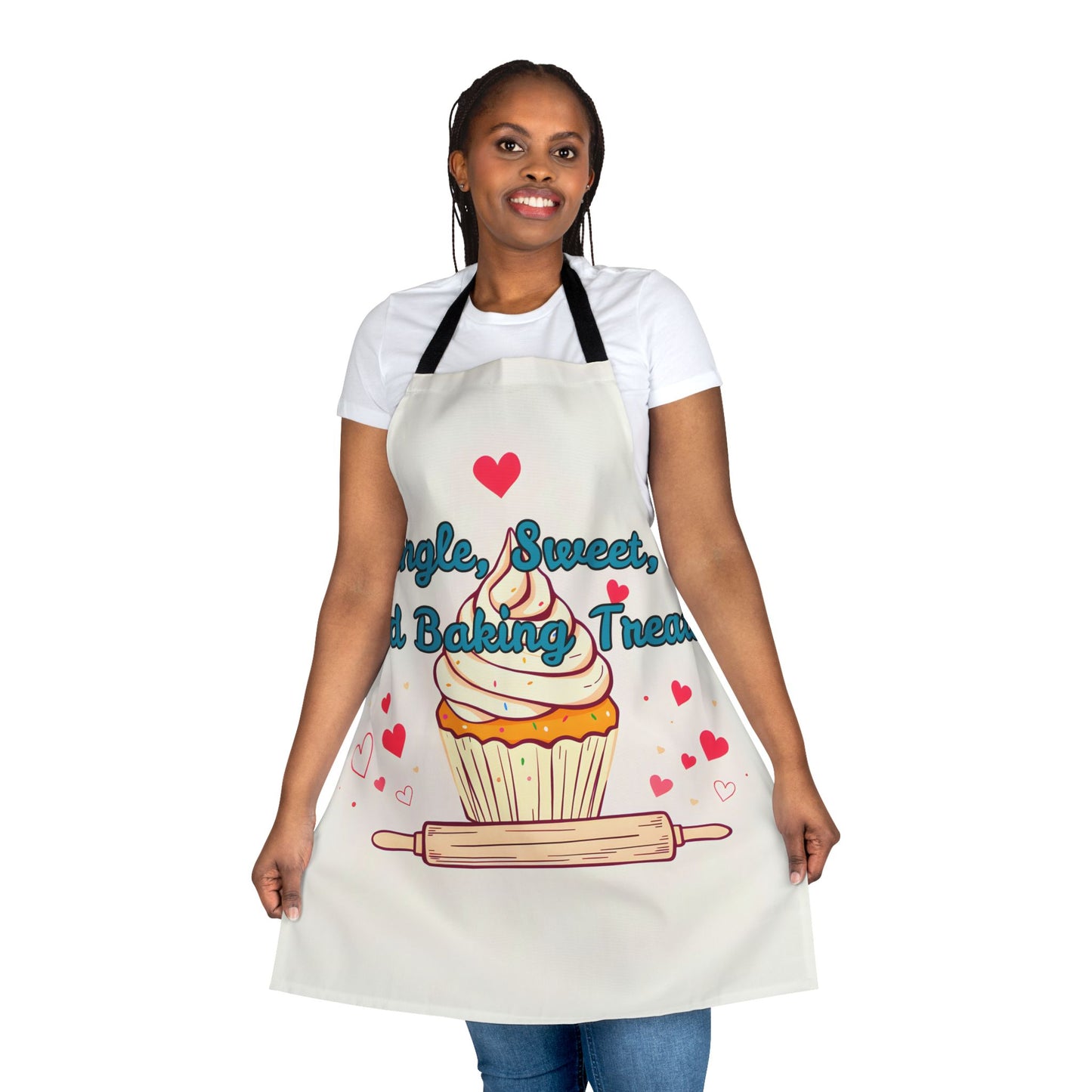 Cute Baking Apron | 'Single, Sweet, and Baking Treats' Design | 5 Strap Colors