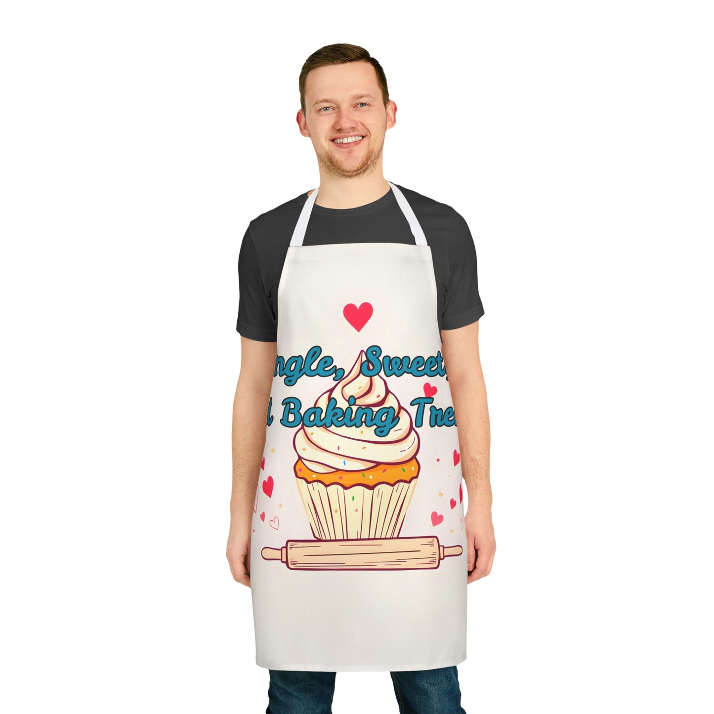 Cute Baking Apron | 'Single, Sweet, and Baking Treats' Design | 5 Strap Colors