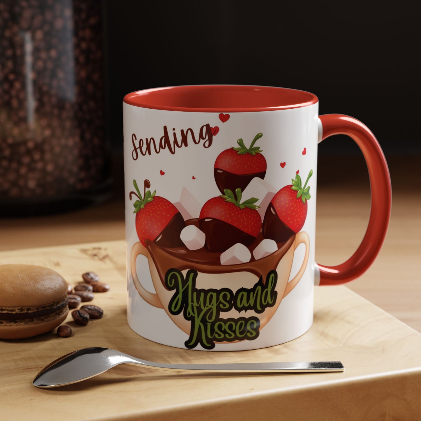 Sending Hugs and Kisses Coffee Mug - Cute Valentine’s Day Gift for Coffee Lovers - 8 Color Options