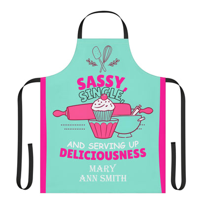 Personalized Sassy Single and Serving Up Deliciousness Apron