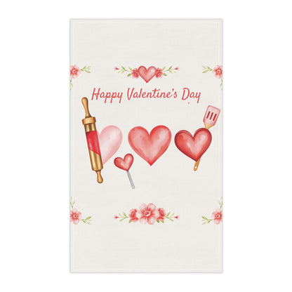 Happy Valentine's Day Heart Decor Tea Towel – Celebrate Love in the Kitchen