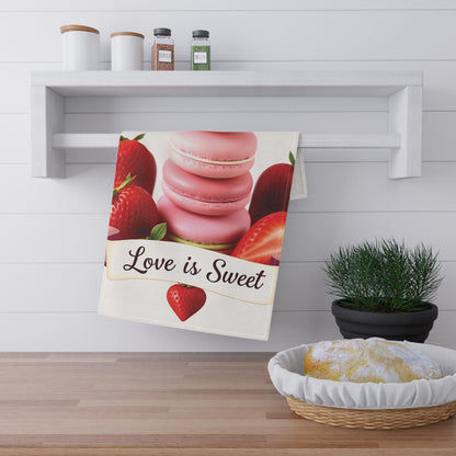 Love is Sweet Tea Towel - Cute Kitchen Decor for Baking Lovers - A Sweet Touch for Your Kitchen