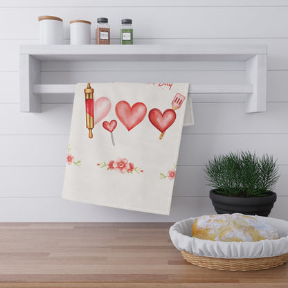 Happy Valentine's Day Heart Decor Tea Towel – Celebrate Love in the Kitchen