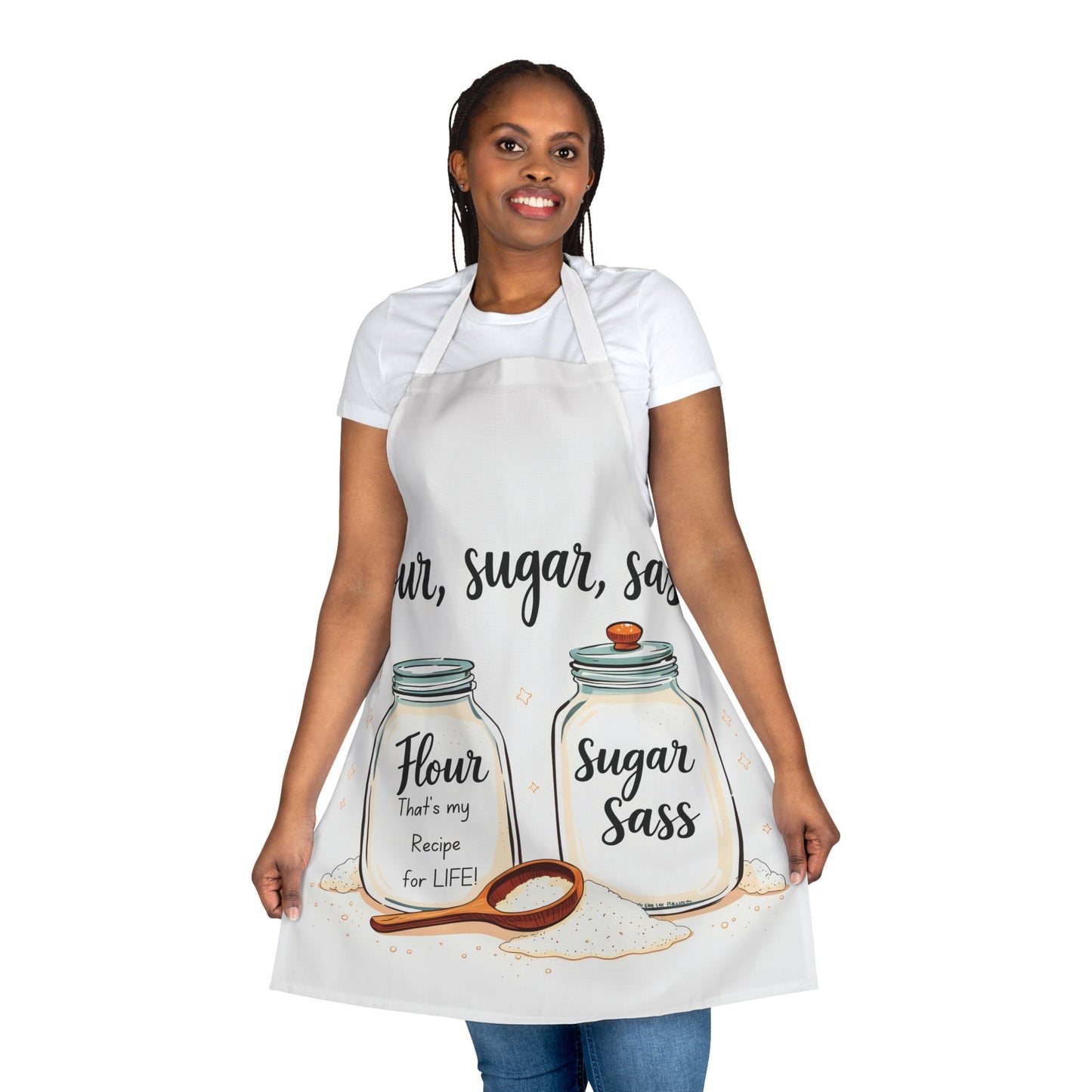 Flour, Sugar, Sass Premium Apron - Fun Cooking Apron with 5-Color Straps for Bakers and Chefs