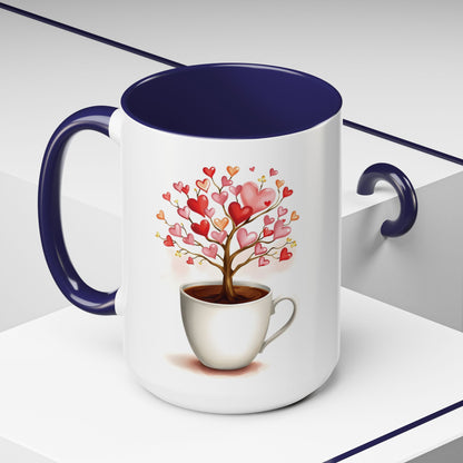 Heart Tree Ceramic Coffee Mug - Romantic Gift for Valentine’s Day & Love Celebrations in 8 Vibrant Colors