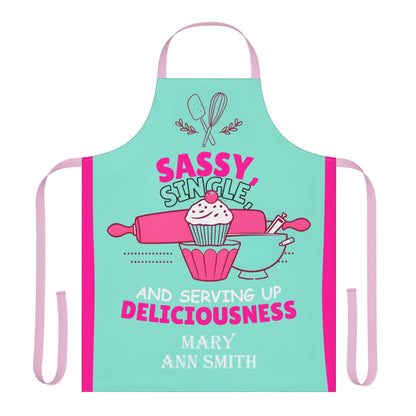 Personalized Sassy Single and Serving Up Deliciousness Apron