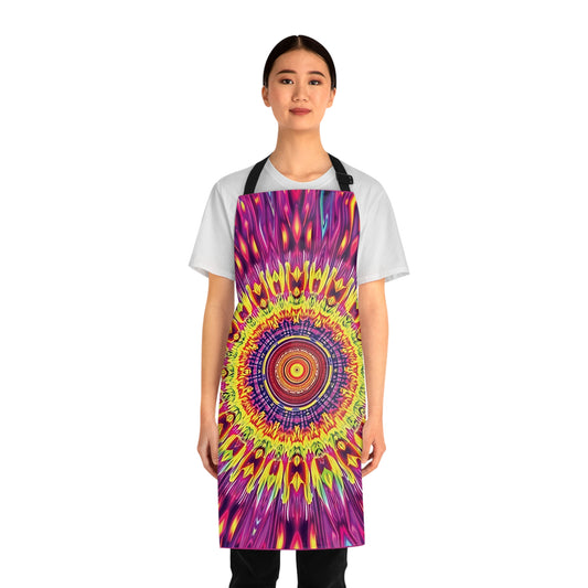 Kaleidoscope Mandala Apron — Vibrant Psychedelic Kitchen Apron