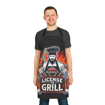 License to Grill Apron – Funny BBQ Cooking Apron, Adjustable 5-Color Straps, Durable Polyester Canvas