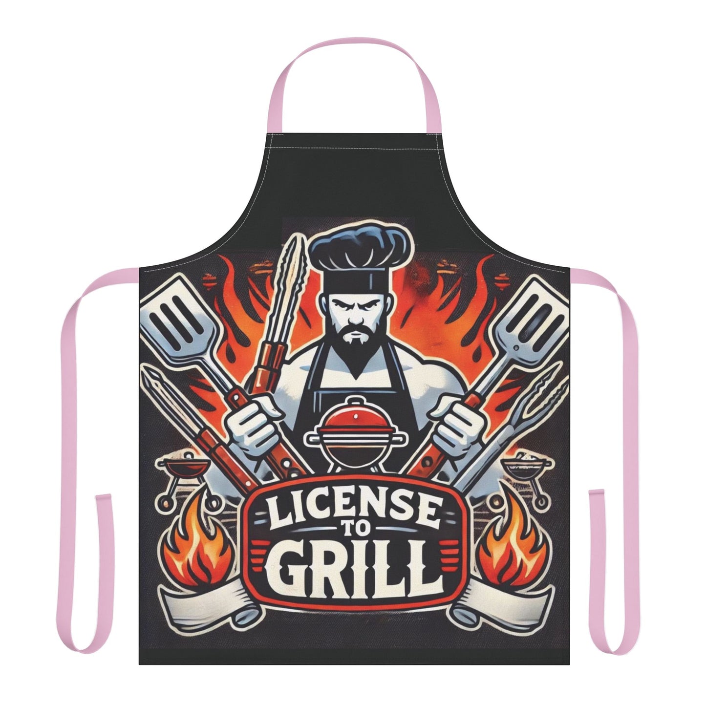 License to Grill Apron – Funny BBQ Cooking Apron, Adjustable 5-Color Straps, Durable Polyester Canvas