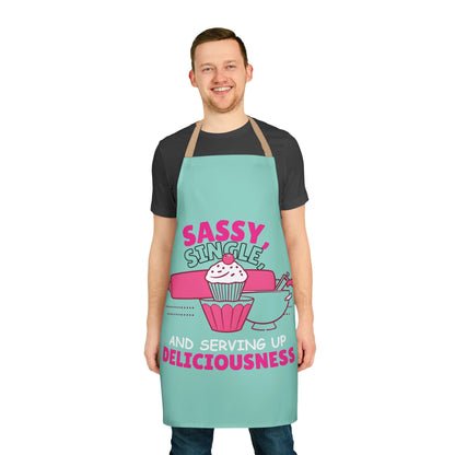 Sassy, Single, and Serving Deliciousness Apron - Colorful Kitchen Gift for Food Lovers