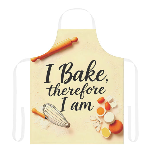 I Bake Therefore I Am Apron with 5-Color Straps - Perfect Gift for Baking Lovers - Premium 604 DPI Print