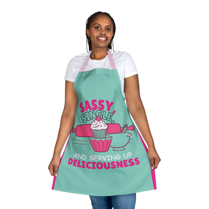 Sassy, Single, and Serving Deliciousness Apron - Colorful Kitchen Gift for Food Lovers