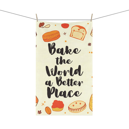 Bake the World a Better Place Tea Towel | 18x30 | Cotton Twill or Polyester | 625 DPI Premium Print