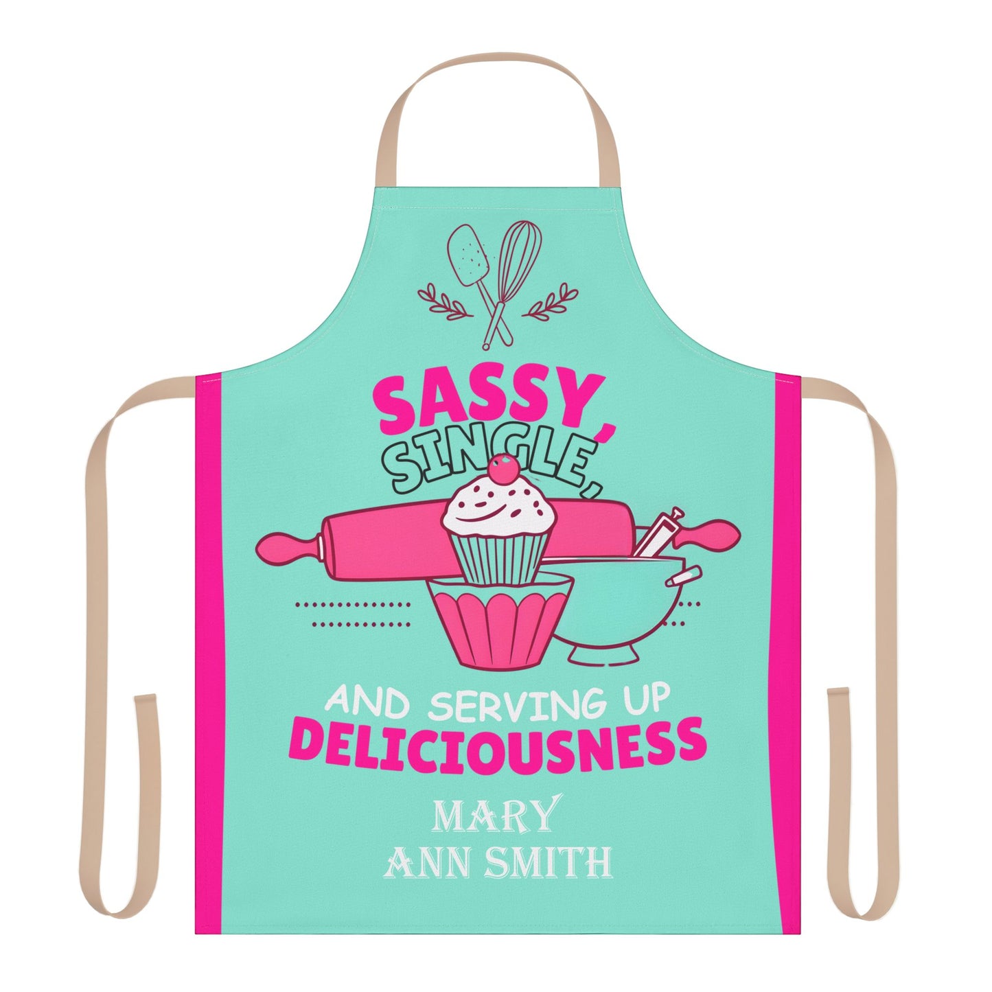 Personalized Sassy Single and Serving Up Deliciousness Apron