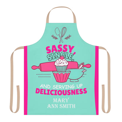 Personalized Sassy Single and Serving Up Deliciousness Apron