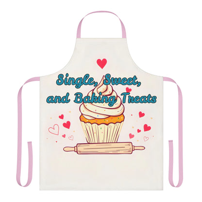 Cute Baking Apron | 'Single, Sweet, and Baking Treats' Design | 5 Strap Colors