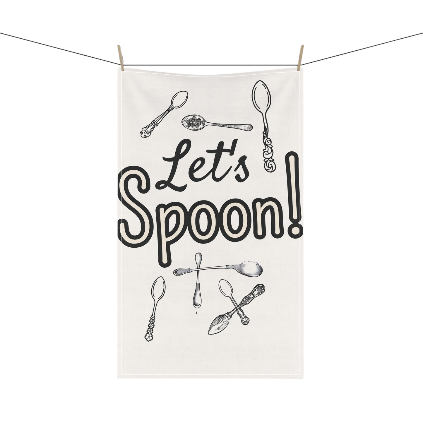 Let's Spoon! Tea Towels - Fun Kitchen Decor for Cooking Lovers | 18x30 | Cotton Twill or Polyester