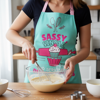 Personalized Sassy Single and Serving Up Deliciousness Apron